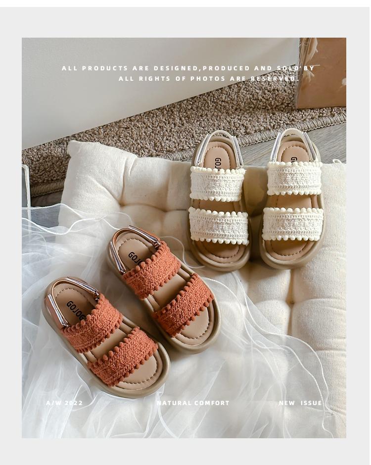 Kids Fashion Girls Sandals New Soft Ethnic French Wind Open-toe Cool Breatheable Princess Shoes Children Versatile Platform