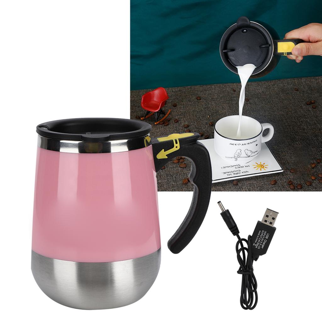 USB Nabíjení Nerezová Ocel Elektrický Magnetický Hrnek na Vodu Mléko Kávu Samomíchací Míchací Hrnek 400ml