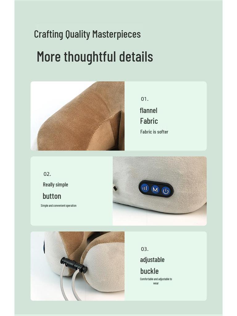 Portable U-shaped Memory Foam Neck and Cervical Massager Pillow