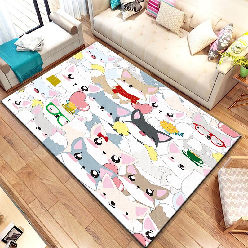 Teppich mit Cartoon-Spleißtieren, groß, Teppich für Wohnzimmer, Schlafzimmer, Sofa, Dekoration, Fußmatte, Küche, rutschfeste Bodenmatte, Picknick