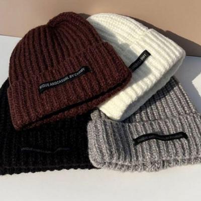 Damen Winter Dicke Strickware Warme Tägliche Mode Mützenmütze