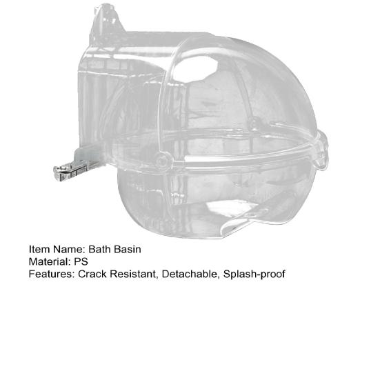 Bath Basin with Stand Pole Detachable Splash-proof Transparent Cube Hanging Bird Bathtub