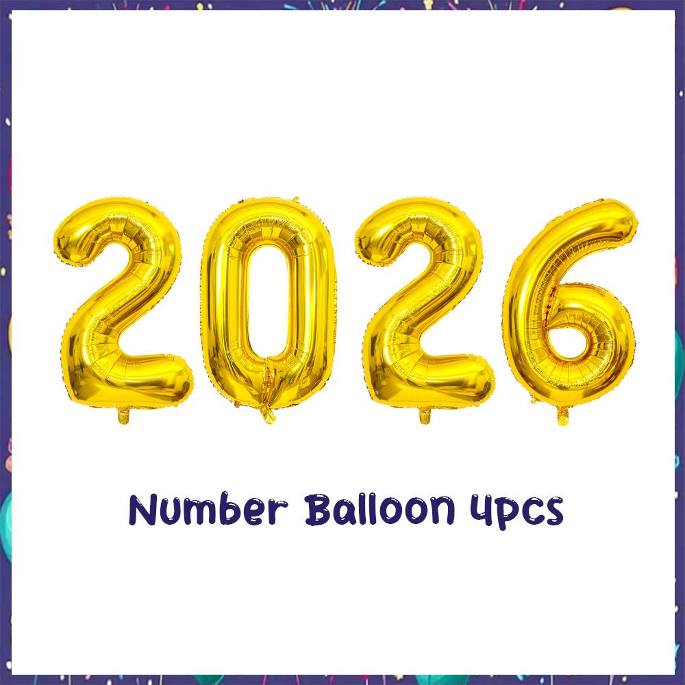 32inch 2026 Foil Balloons Color New Year Party Decorations Anniversary Supplies 12 Inch Glitter Latex Balloons Photo Booth Props