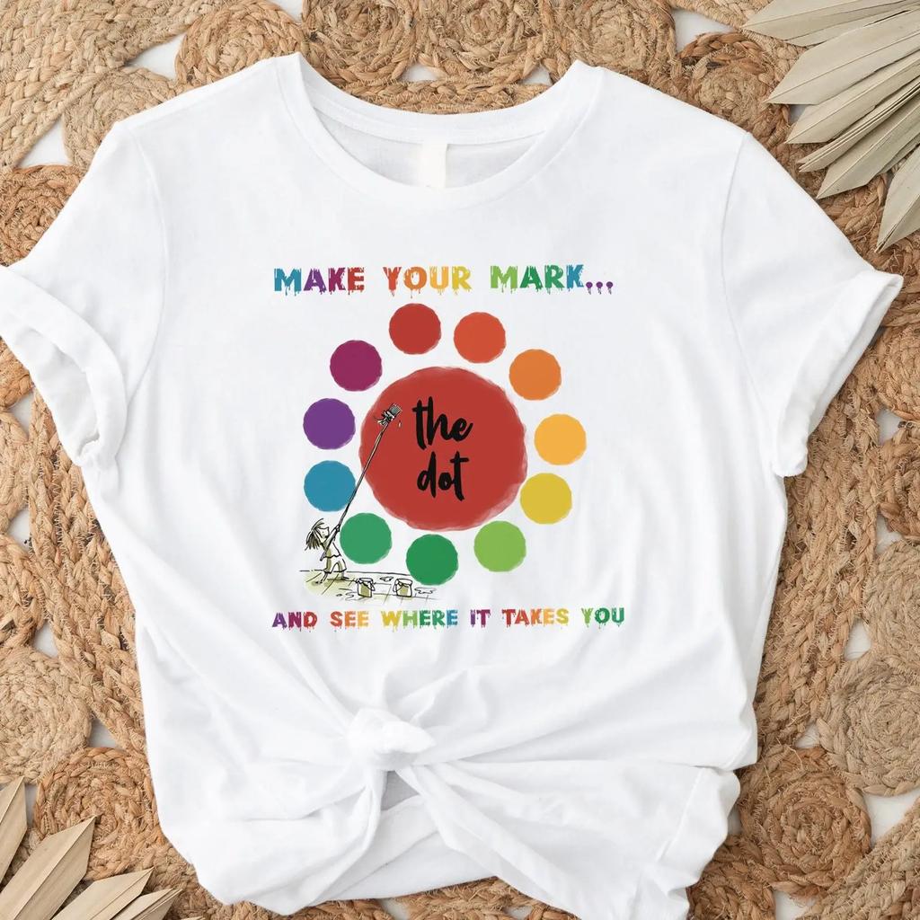 Dot Day Teacher T Shirt International 2024 Vintage Streetwear Versatile Casual Unisex Slightly Top For Everyday Wear