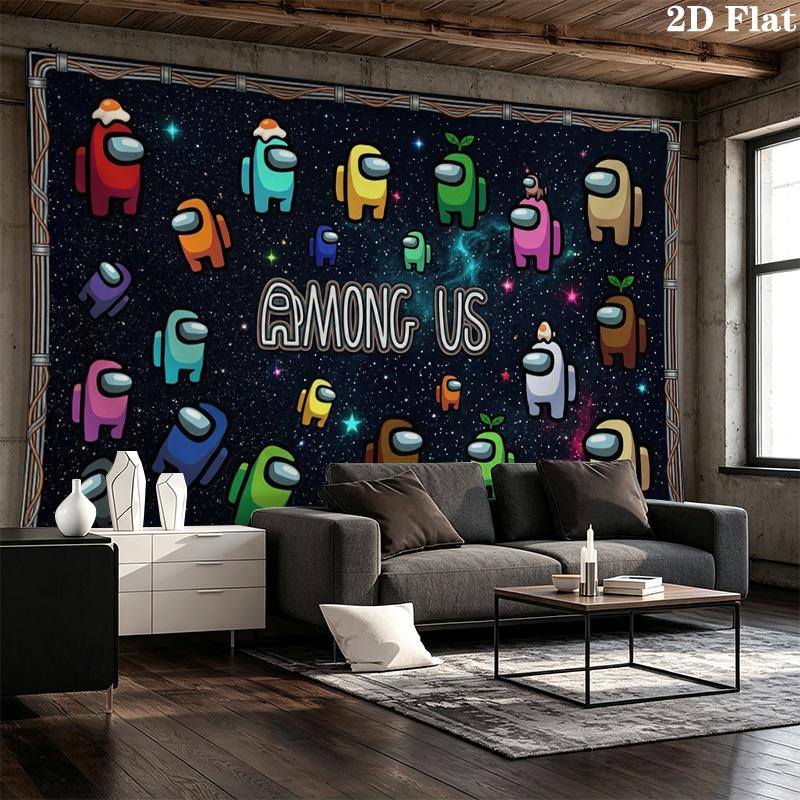 Among Us Wall Tapestry Aesthetic Wall Hanging Printed Fabric Blanket Decorative Tapestries for Bedroom Living Room Home Decor