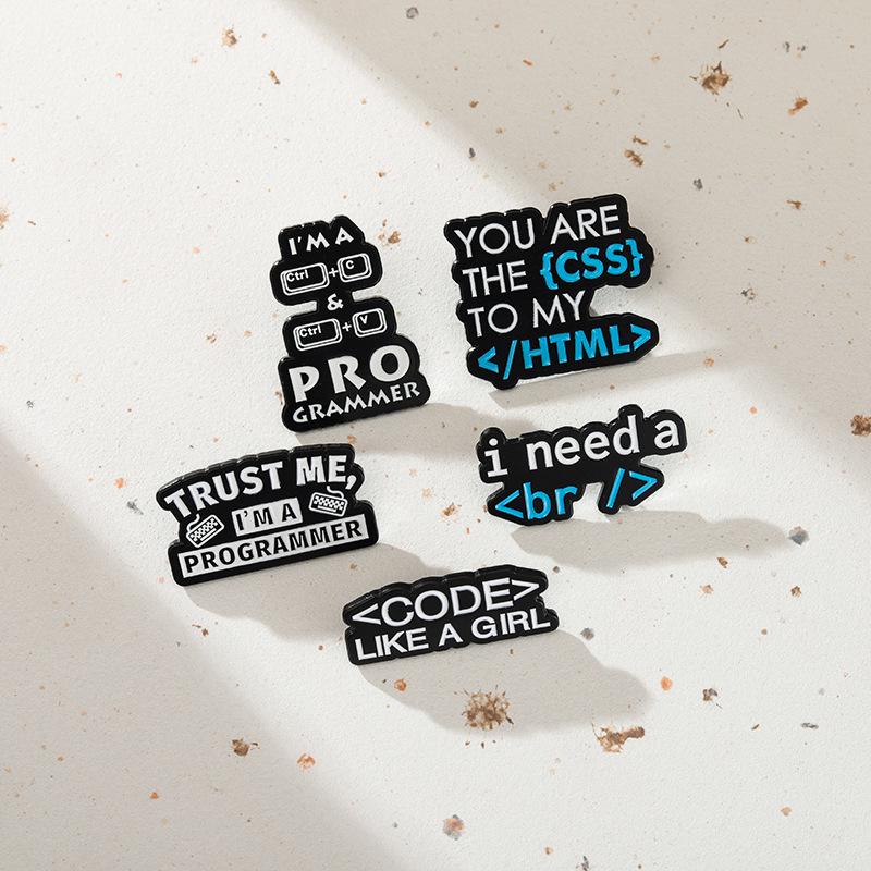 Coder's Metal Brooch: IT Programming Badge for Bags & Souvenirs