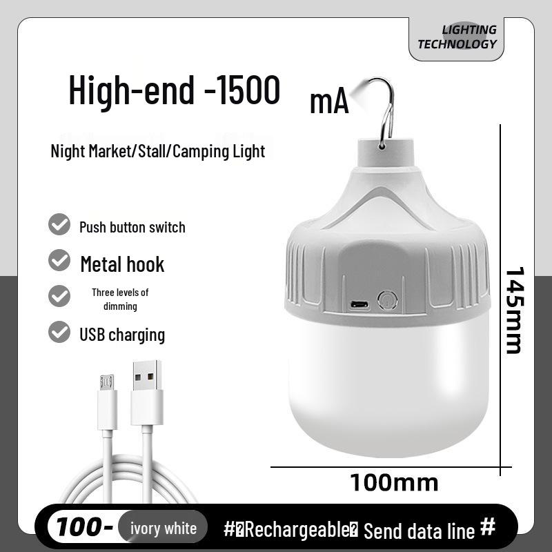 USB Rechargeable LED Emergency & Camping Light: Wireless, Energy-Saving Bulb for Outdoor Markets & Street Stalls
