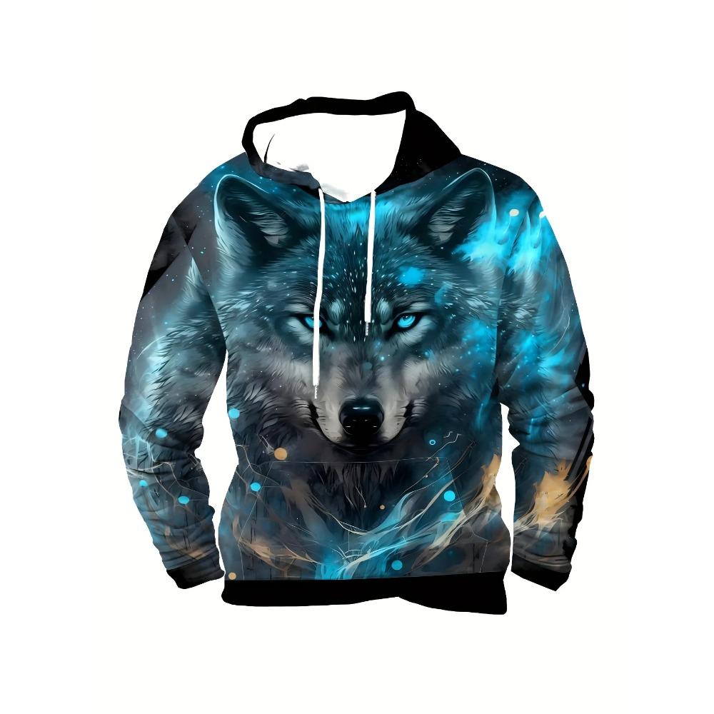 Animal Wolf graphic Men's Fashion 3D Print Outdoor Hoodie Streetwear Hoodies Hooded Front Pocket Designer Hoodie Sweatshirt
