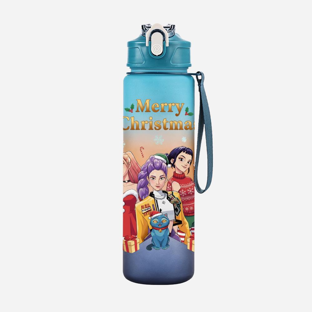 Cartoon Christmas K-Pop Demon Hunters Printed Large Capacity Drinking Cup Portable Outdoor 750Ml Water Bottle Sports Water Cup Children Kid Gift