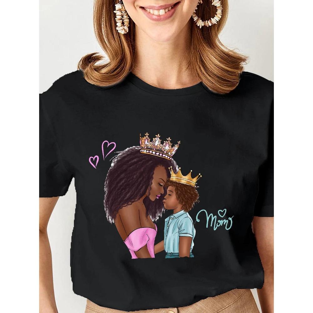 Women Cartoon Super Mom Life Momlife Mama Mother Summer Print T-shirts Top T Shirt Ladies Woman Graphic Female Black Tee T-Shirt