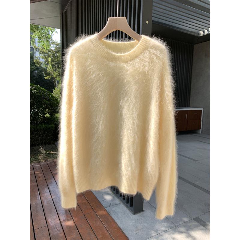 Women's Thick Mink-Like Plush Sweater - Cozy Autumn/Winter Knitted Pullover