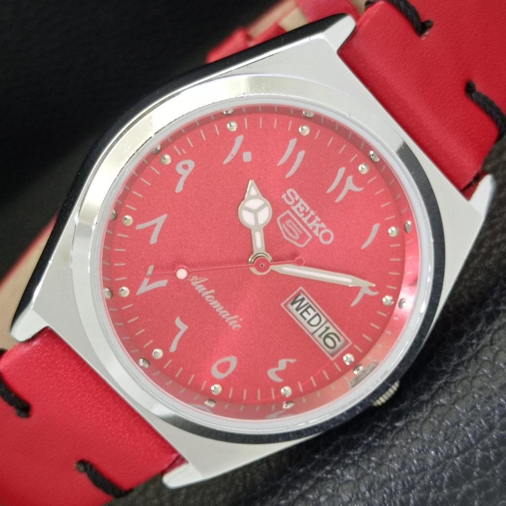 

VINTAGE REFURBISHED SEIKO 5 AUTOMATIC 6309A JAPAN MENS RED DIAL WATCH a441376-5 Sk-a441376
