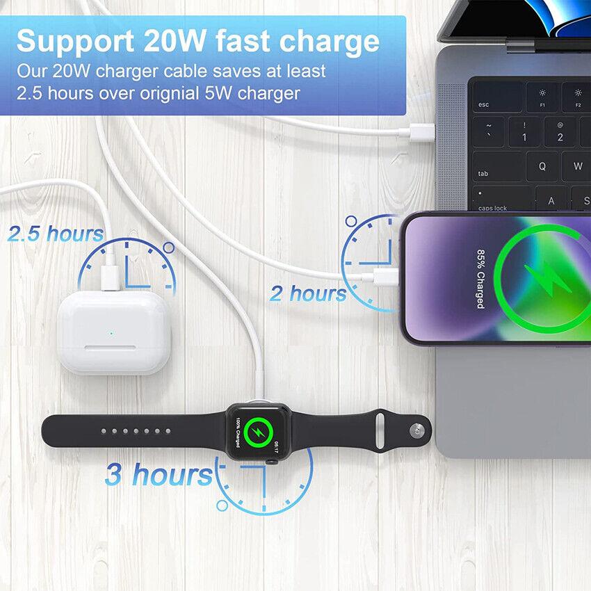 4 In 2 Multi Charging Cable for Apple Watch Charger USB C Cable Tra Vel Charger Compatible with iPhone 15 14 13 iWatch Series