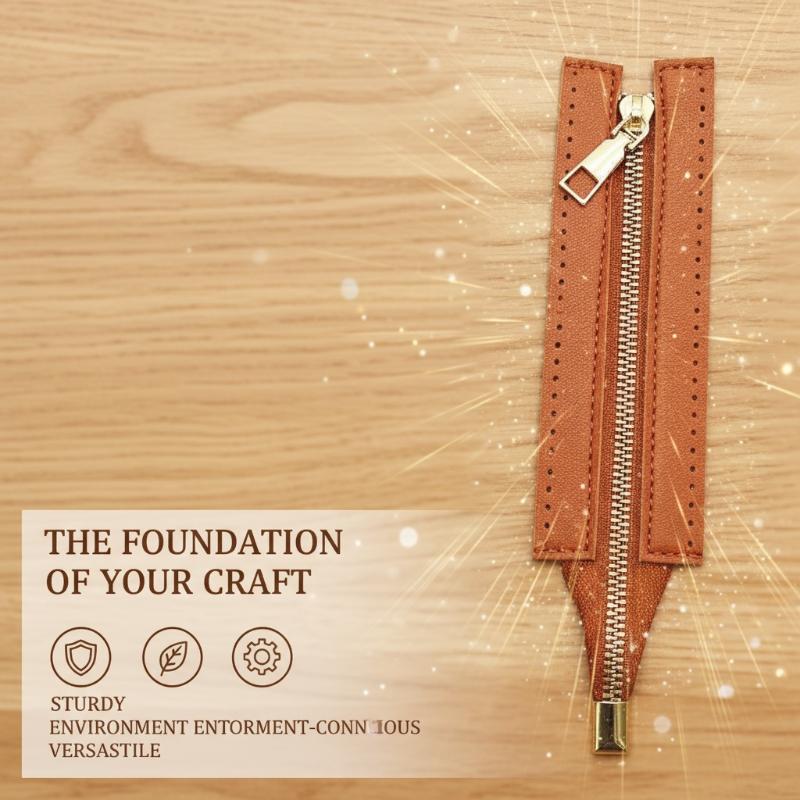 15cm Close-end Metal Zippers 5cm Wide PU Gold Color Durable for Handbag Purse Wallet DIY Sewing Custom Accessories