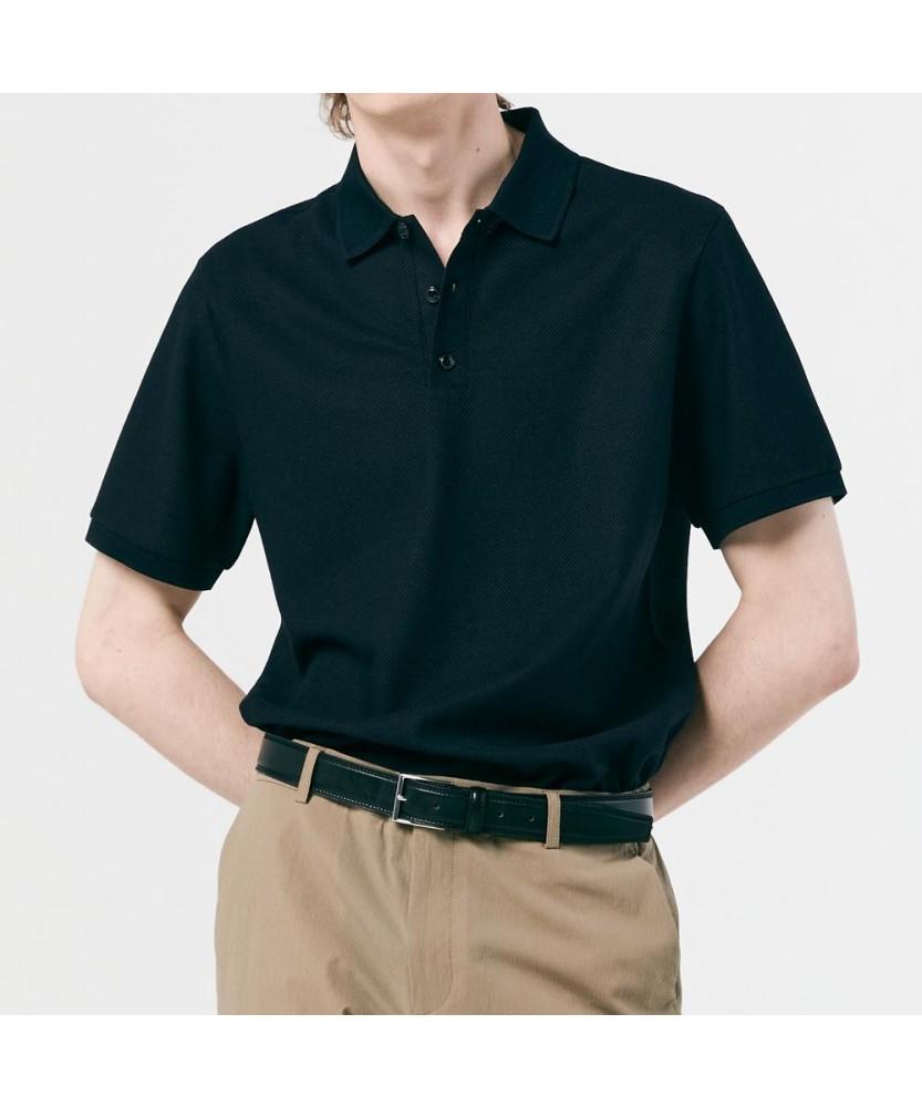 NOTIG Cool Touch Rib Modification Short Sleeve Polo Shirt Black_Ols1T1Ts103K1