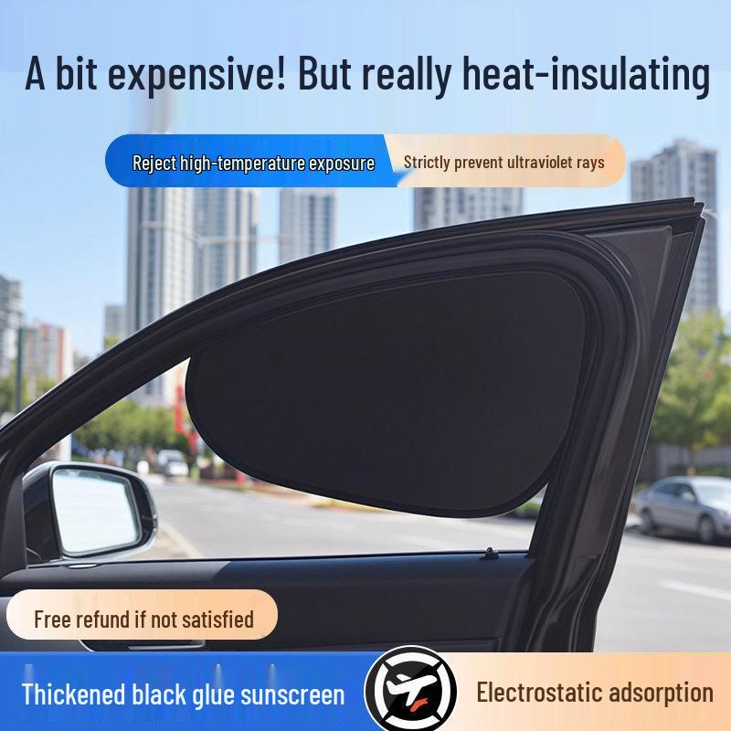 Titanium Silver Full Car Sunshade with Suction Cups - Summer Heat Insulation and Sun Protection Cover