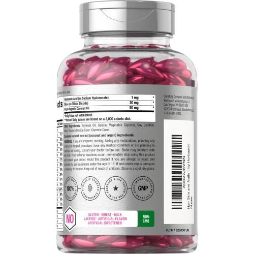 Hair Skin and Nails Vitamins | 300 Softgels | with Biotin and Collagen | Infused with Argan Oil and Coconut Oil | Non-GMO, Gluten Free Supplement | by