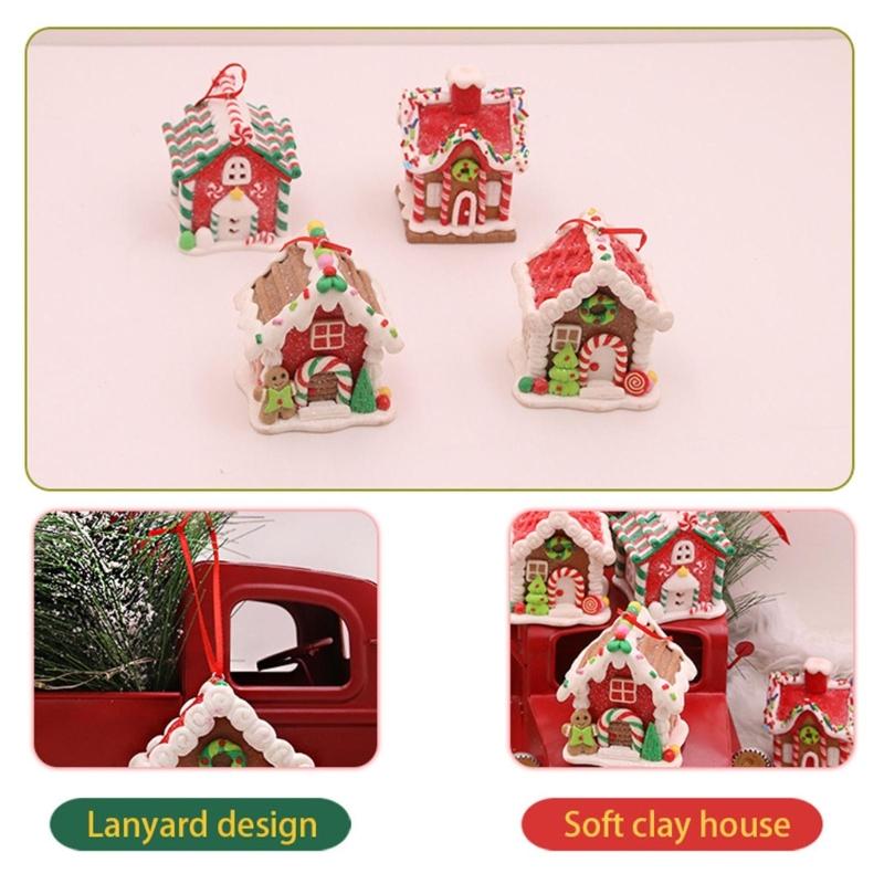 Adorable Christmas House Ornament Handmade Clay Realistic Christmas Hanging Pendants for Home Ornaments Holiday Decors