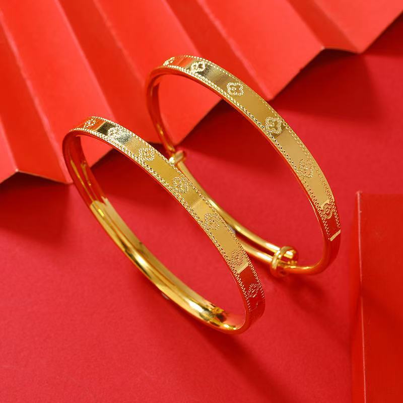 Bracelet Trèfle à Quatre Feuilles Bracelet Réglable pour Femme Style Push-pull Polyvalent d'Été pour Petite Amie