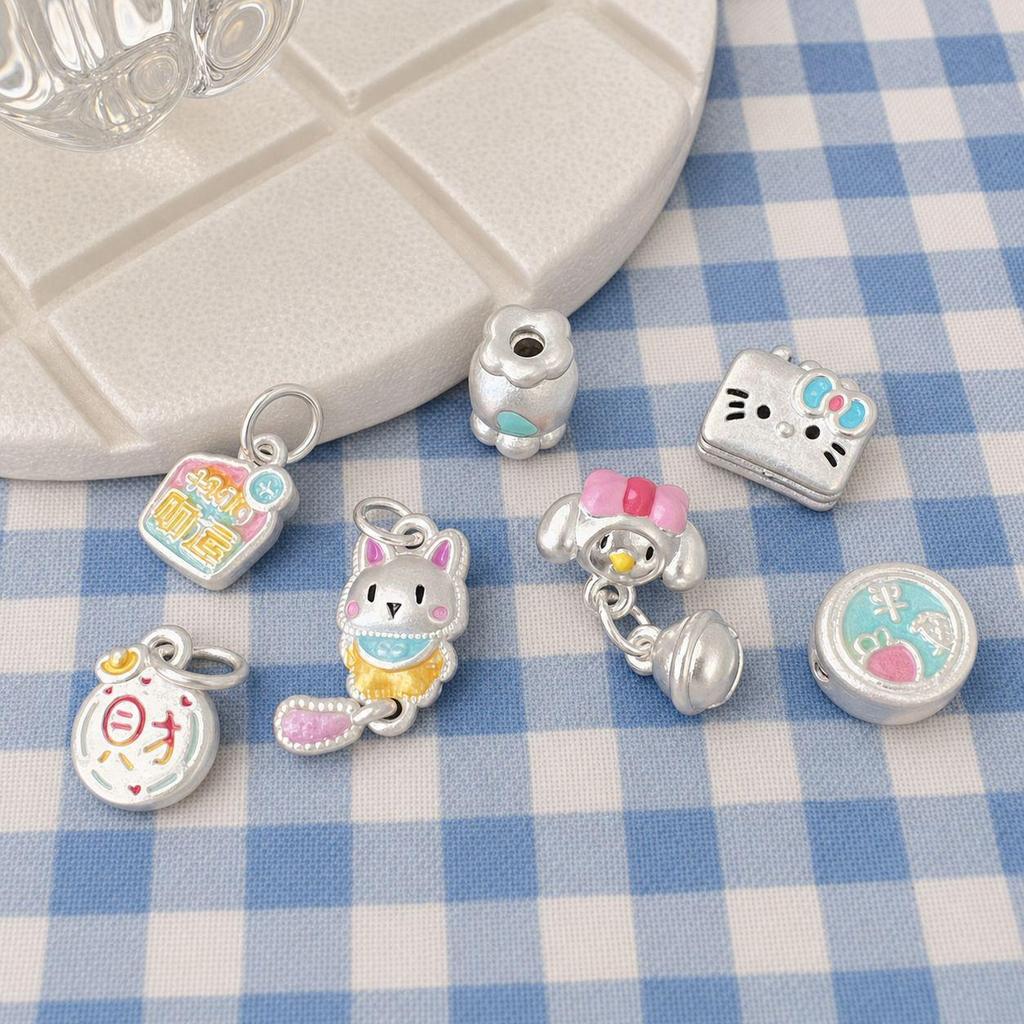 My Melody 999 Sterling Silver Cartoon Pendant Bead for DIY Bracelets