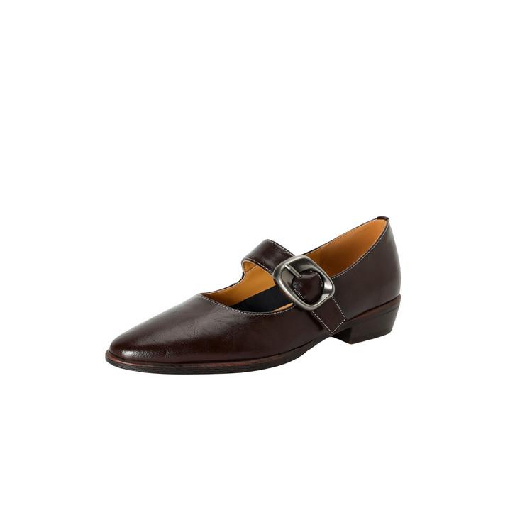 Fashion New Spring/summer Split Leather Woman Shoes Round Toe Low Heel Women Pumps Shoes for Women Fashion Mary Jane Shoes Chunky Heels