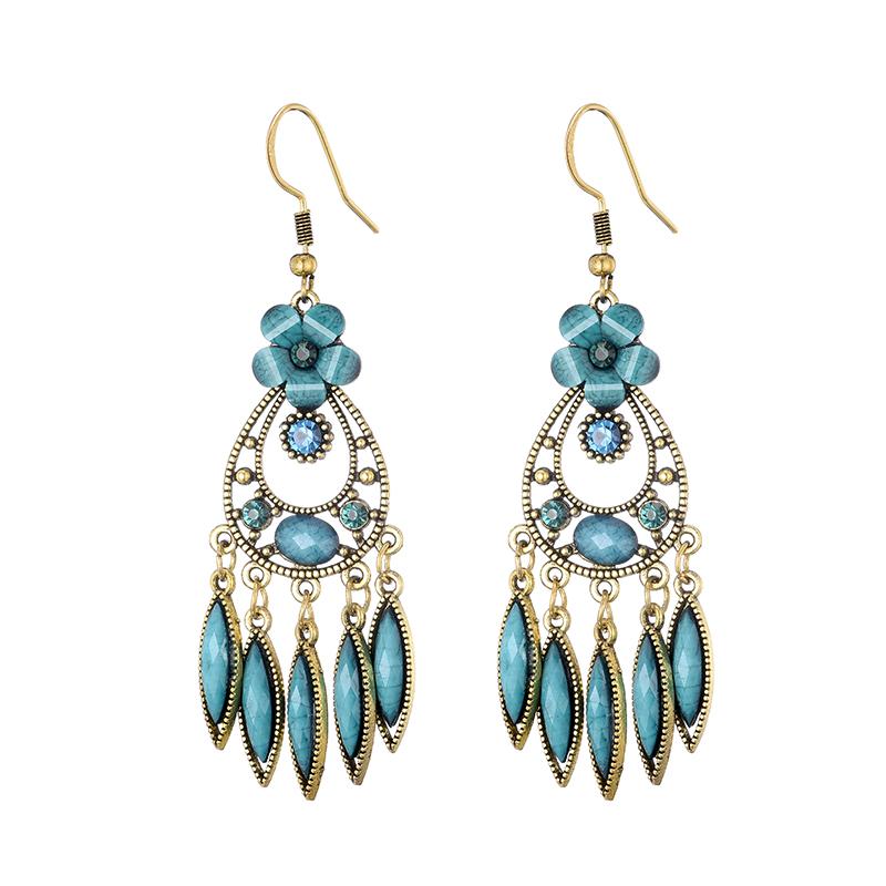 Bohemian Jewelry Earrings For Women Acrylic Flower Tassel Crystal Wedding Earings Ethnic Geometric Earrings Pendientes Mujer