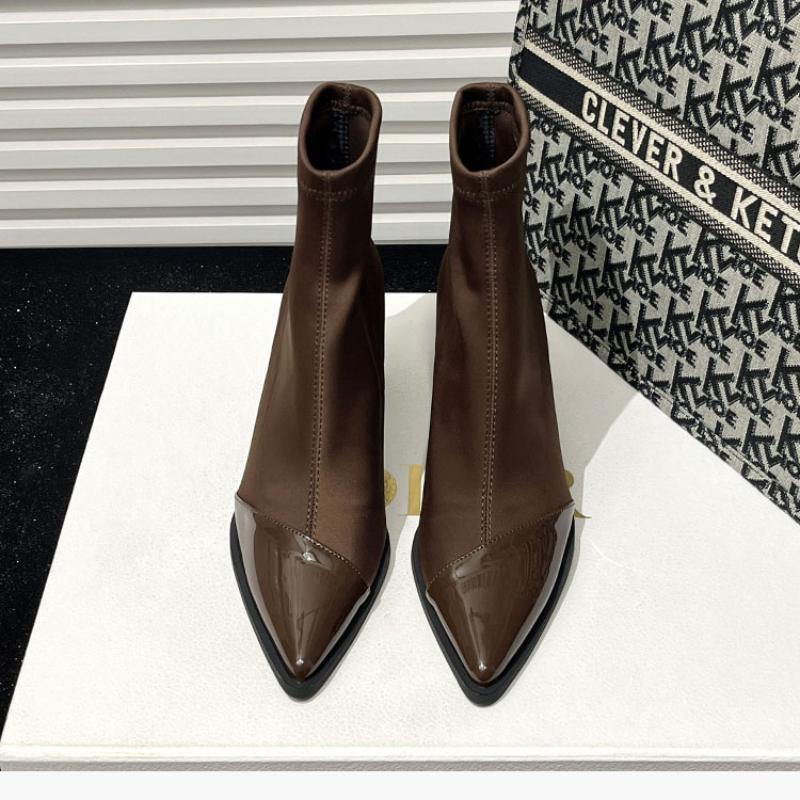 Fashion 2024 New Winter Women High Heels Ankle Pointed Toe Fashion Designer Women Comfortable Elegant Designer Zip Boots Shoes for Women