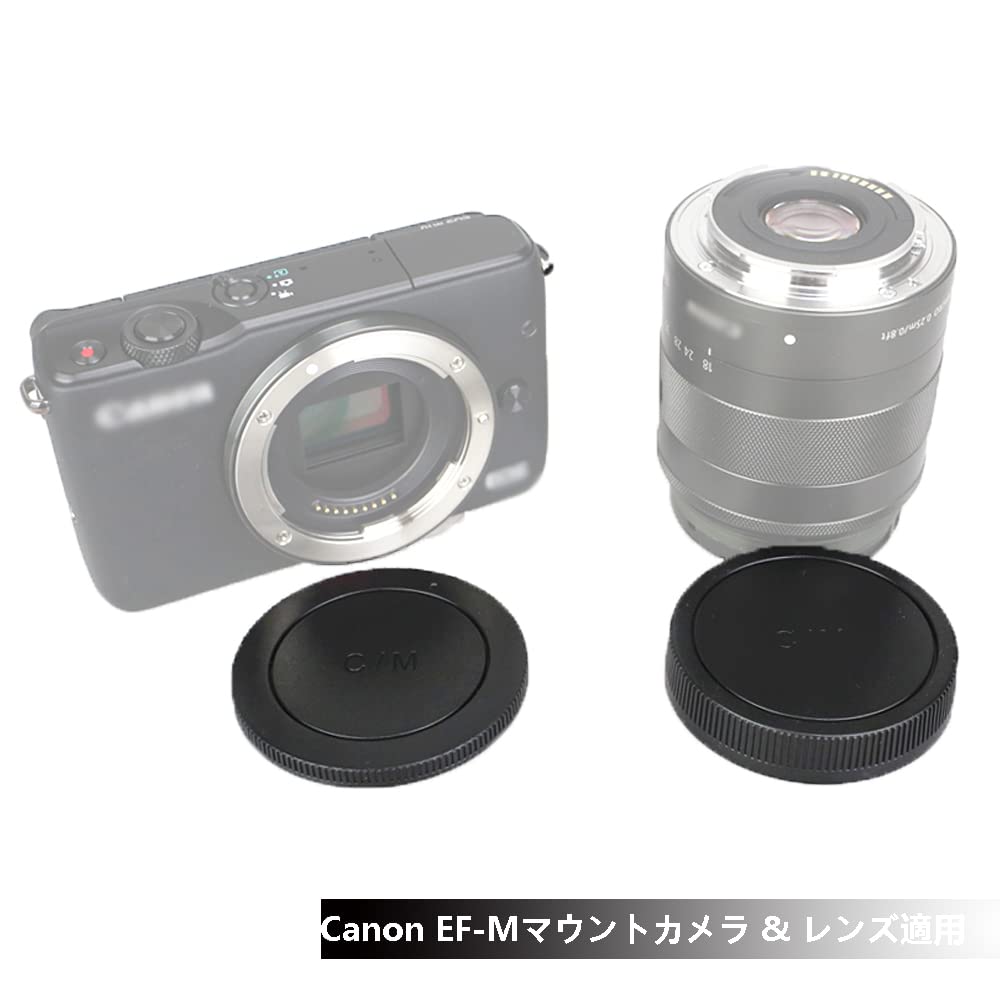 JJC Canon Mount Rear Lens Caps and Body Caps for Canon EOS Kiss Kiss EOS M6 Mark EOS and Other Canon Mount Cameras and Lenses EF-M (2 Pairs) M2, M,
