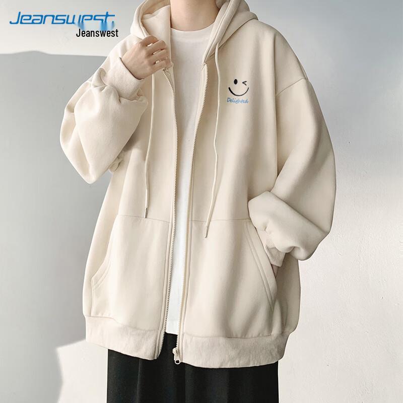 

Jeanswest Unisex Heavyweight Smiley Print Hooded Cardigan Jacket XL