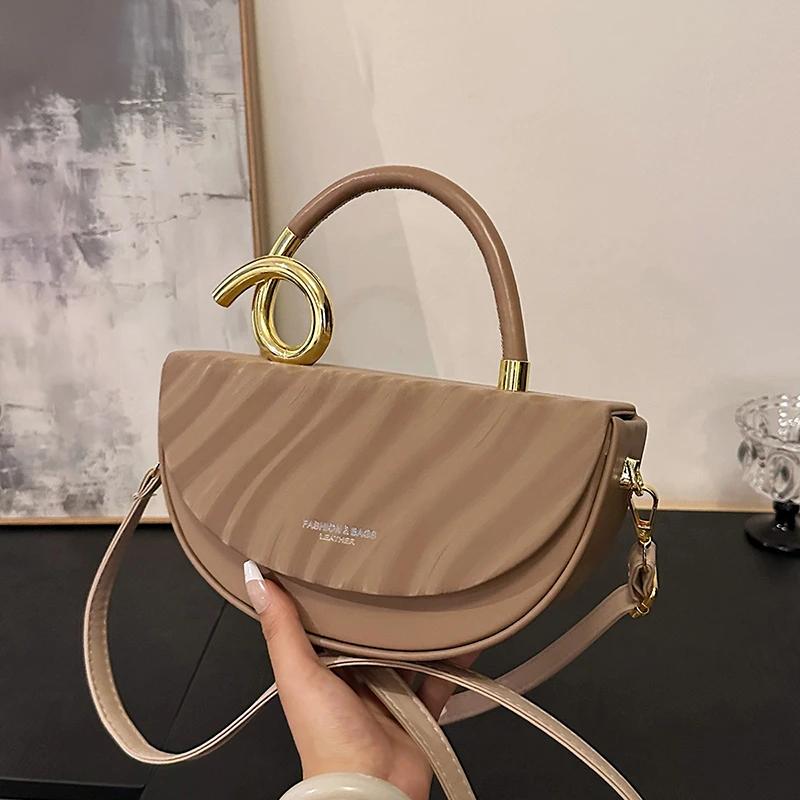 

Brand Handbag New Light Luxury Fashi Advanced Box Bag Creative Semicircle Design Versatile Retro Ladies Crossbody Shoulder Bag 25x7x13cm