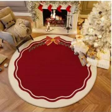 Festlicher Runder Teppich mit Glitzer – Rutschfester Feiertagsteppich für Wohnzimmer, Schlafzimmer, Sofabereich