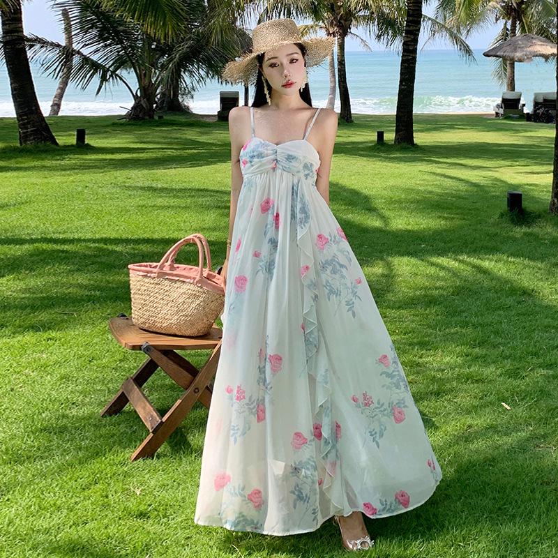 Fairy Floral Spaghetti Strap Summer Dress for Beach Vacations