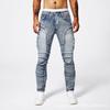 Jeans in stile motociclista da uomo, moda street europea, jeans skinny elasticizzati slim-fit, jeans dritti da uomo