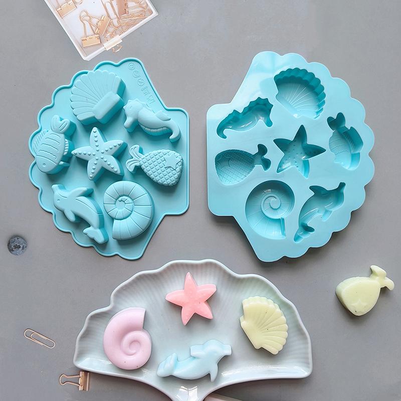 7 Consecutive Sea Creatures Silicone Mold Fondant Baking Cake Chocolate Resin Diy Fish Mould Decoration Tools Cupcake Topper