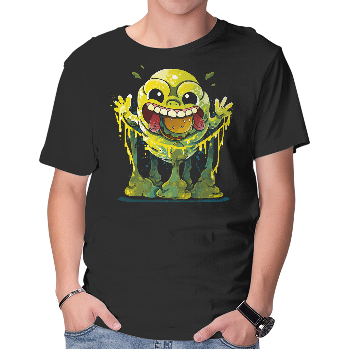 Unisex Crew Neck T-Shirt Splatter Ghost Graphic Short Sleeve Casual Tee XL