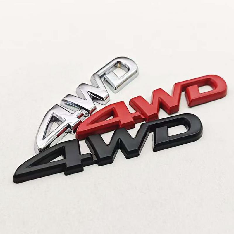 1Pcs 3D Chrome Black Metal Car Letters Logo 4WD Car Fender Side Rear Trunk Emblem Badge Sticker Decals Auto Accessories