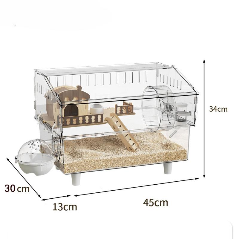 Transparent Hamster Cage Large Luxury Hamster Cages Hamsters Hideout House Accessories with Bathroom Hamsters Wheel Houses