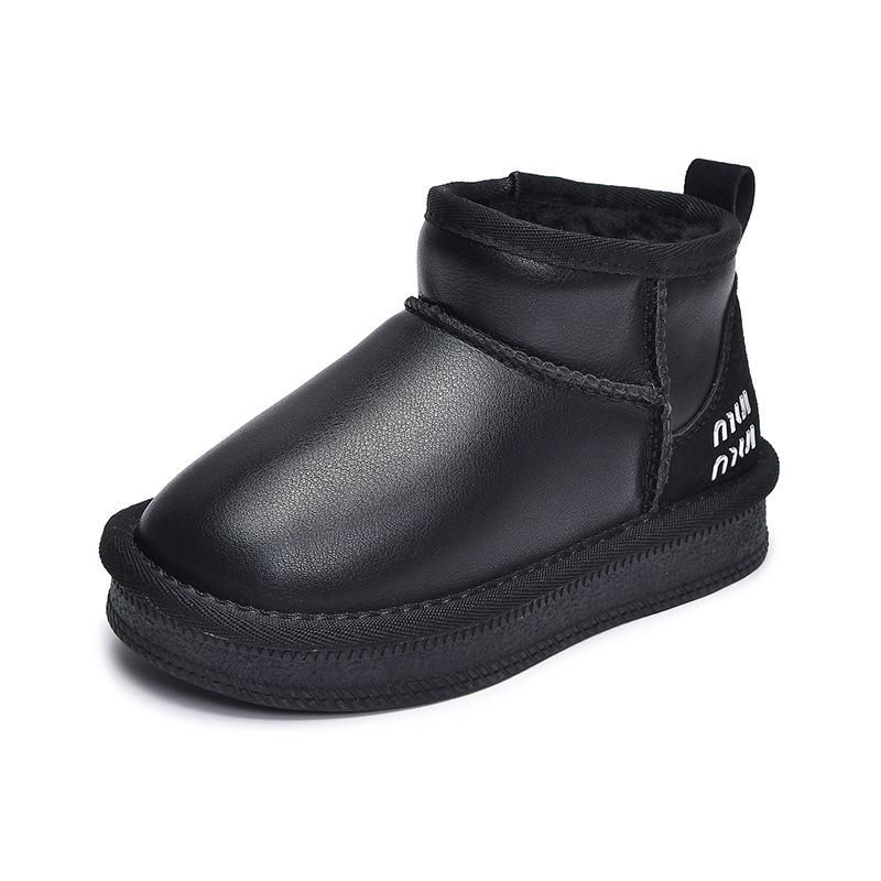 

Зимние детские сапоги из кожи, теплые, плюшевые, для маленьких мальчиков, нескользящие, модные, для девочек 35