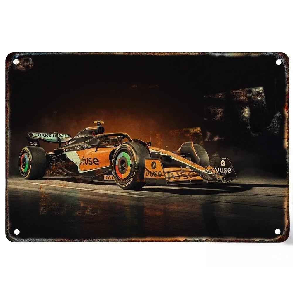 Metal Tin Metal Poster F1 Racing Tin Sign Metal Plaque Poster for Bar Club Wall Decor Retro Bedroom Vintage Wall Plate Pendant