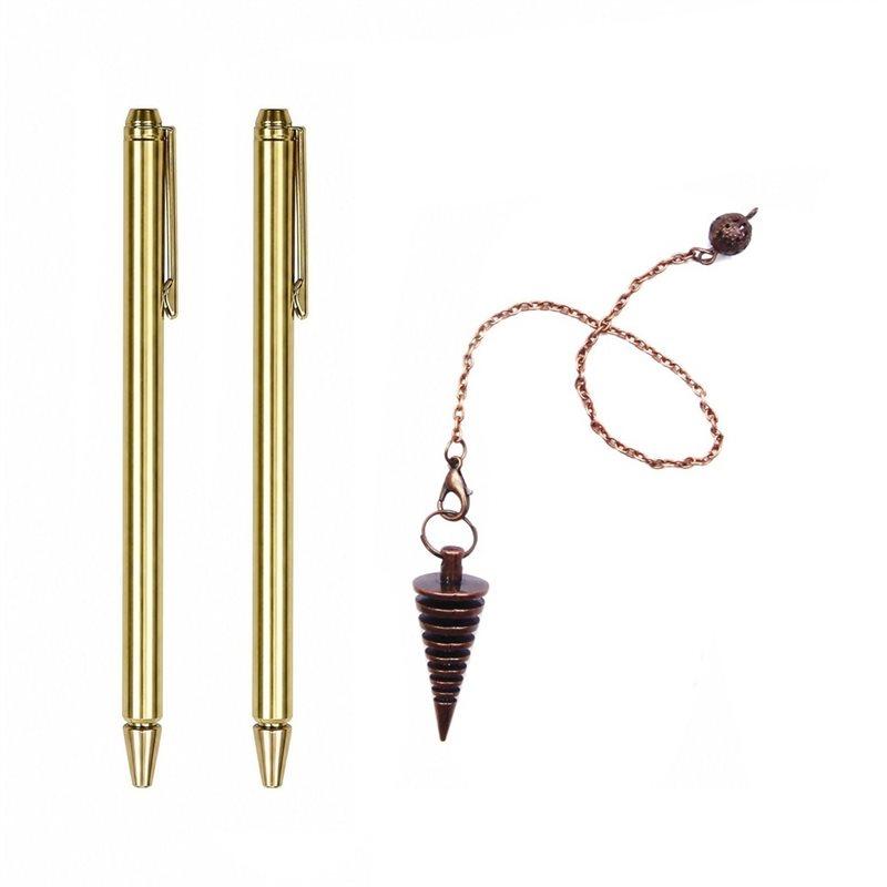 A25F-Retractable Dowsing Rod + Cone Pendulum Kit Metal Dowsing Rod For Water Treasure Finding Tools A