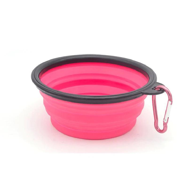 

Dogs Feed Supplies Folding Pets Accessories Silicone Bowl Portable Puppy Water Container with Carabiner Folding Cats Bowl Travel 350ml
