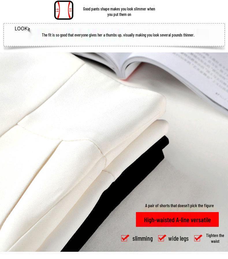 Women's High Waist Wide-Leg Summer Shorts - White A-Line, Black Slim Style, All-Match and Loose Fit