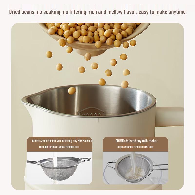 BRUNO 0.6L Automatic Wall-Breaking Mini Soy Milk Maker CN plug (adapter included)