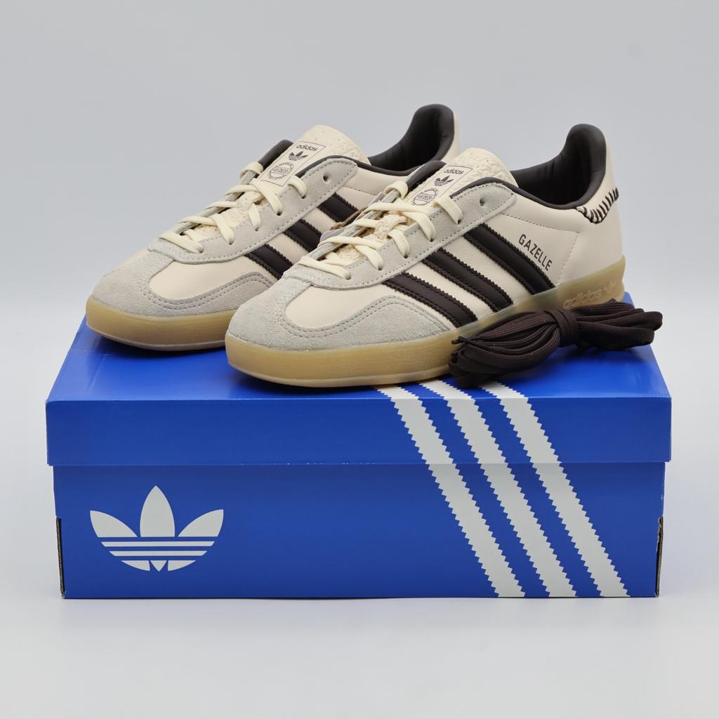 JQ1748 Adidas Originals Gazelle Indoor Wonder White Dark Brown Gum Four (Men's)