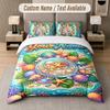 Ocean Mermaid Theme Custom Text Or Name 3Pcs Bedding Set 1 Flat Sheet & 2 Pillowcases Personalized Home Bedding