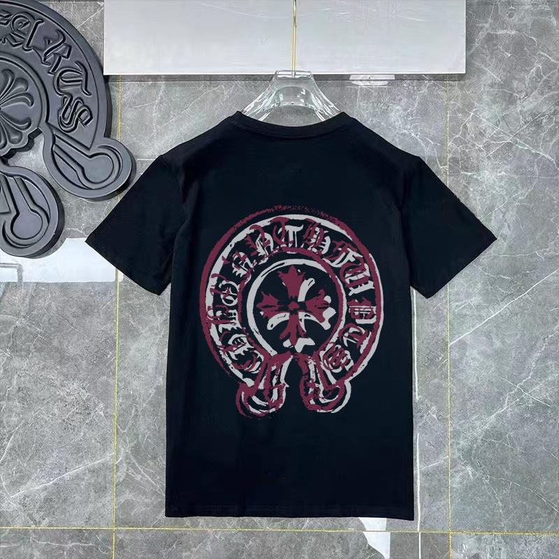 D41 CHROME HEARTS 2026 Summer New High Quality Cotton Round Neck Loose Large Size Men's and Women's T-shirt Couple T-shirt