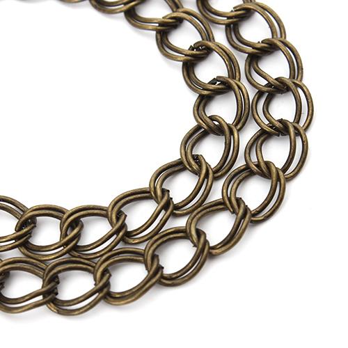 5 Meters/pack Antique Bronze Color Bulk Chains Wide 7*8mm Double Ring for Women Jewelry Making Findings Components