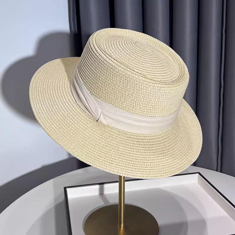 

Flat top sunshade straw hat children 2025 new straw top hat summer seaside vacation sun protection beach sun hat Adjustable