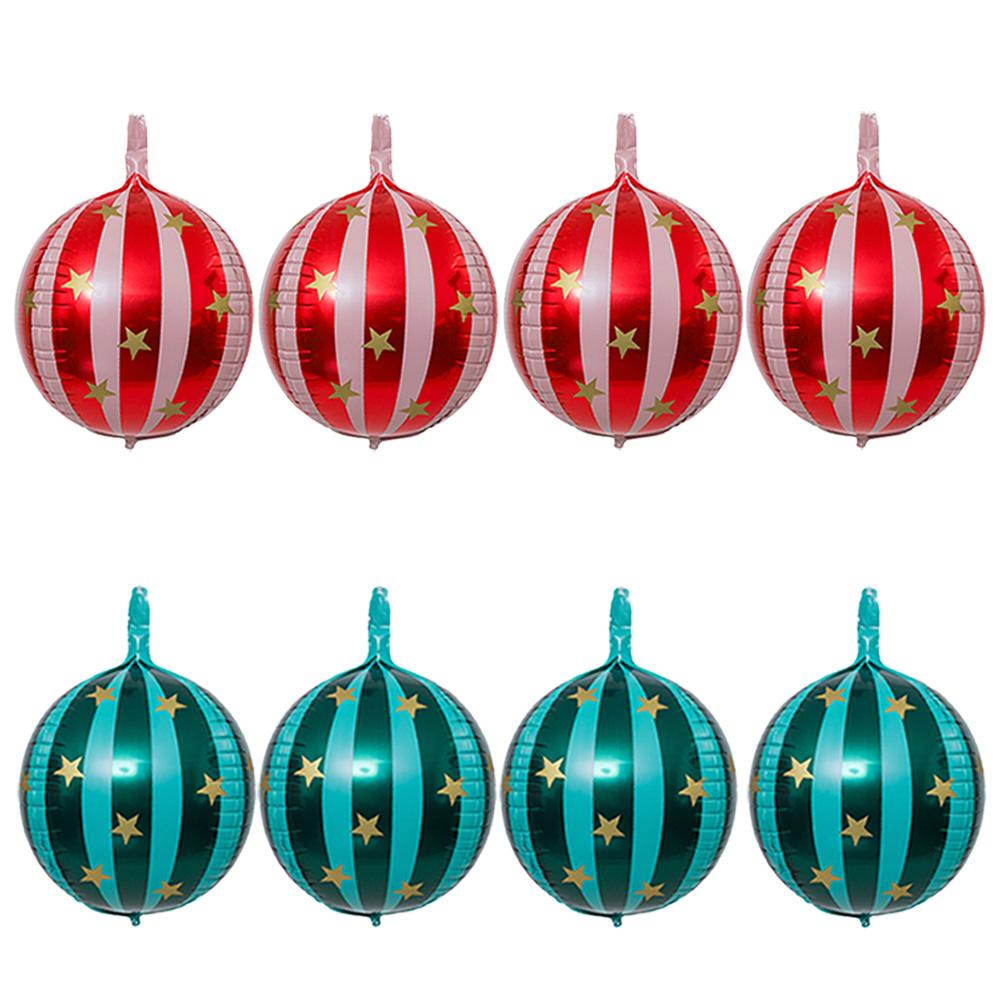 8-Pack of 22-Inch 4D Striped Star Balloons, 4 Red 4D Striped Star Balloons, 4 Green 4D Striped Star Balloons, 4D Aluminum Foil Balloons, Other
