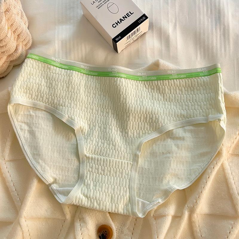 

Сладкие жаккардовые трусики из чистого хлопка с антибактериальным эффектом, удобные по талии и бедрам, женские трусики XL зелёный